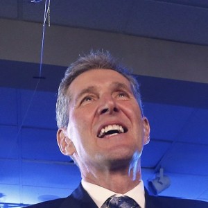 Manitoba PC leader Brian Pallister speaks at his party's election victory party in Winnipeg, Tuesday, April 19, 2016. Pallister's Progressive Conservatives routed Premier Greg Selinger and the NDP to put an end to 16 years of orange power. THE CANADIAN PRESS/John Woods
